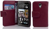 Cadorabo Hoesje geschikt voor HTC Desire 700 in BORDEAUX PAARS - Beschermhoes van getextureerd kunstleder en kaartvakje Book Case Cover Etui