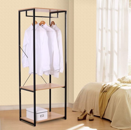 Eleganca Kledingrek met schoenenrek metaal Zwart – Nancy Homestore