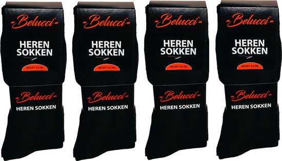 Belucci Katoenen Sokken 8 Paar Zwart Maat 43/46