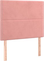 vidaXL Tête de lit Velours rose 100x5 cm - Ajustable - Bords rivetés - Pieds en bois - Partie de lit