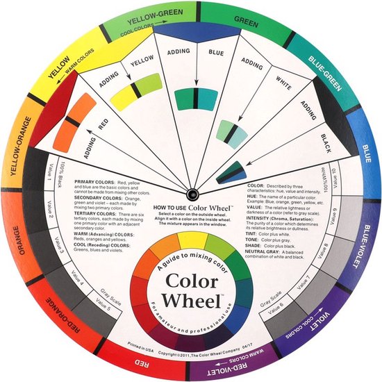 Kleurenwiel - Kleiner formaat - Color Wheel - Kleurenmengcirkel - 14 cm diameter