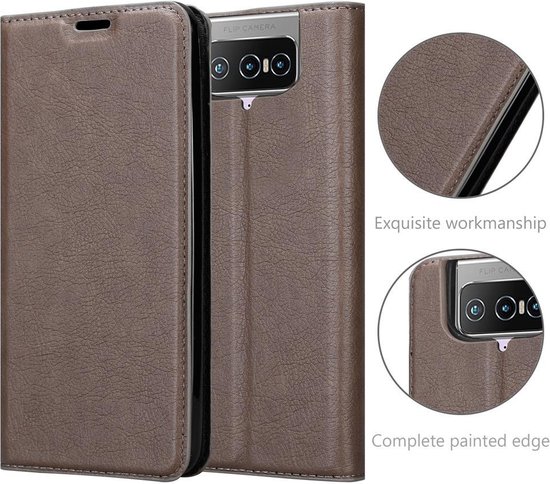 Coque Cadorabo pour ZenFone 7 Asus MARRON CAFÉ - Pochette de protection à fermeture aimantée