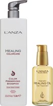 Lanza Healing Colorcare Color Preserving Shampoo 1000ml & L'ANZA Keratin Healing Oil - Haarolie - 100 ml