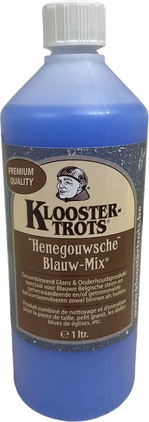 Foto: Klostertrots henegouwsche blauw mix reiniger en verzorger speciaal voor belgische blauwe hardsteen onderhoud vloeren inhoud 1 l prijs per stuk