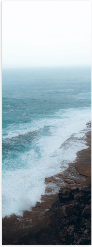 WallClassics - Poster (Matte) - Sea at Rocks - 40x120 cm Photo sur Papier Poster avec un aspect Mat
