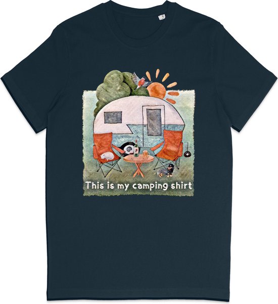 Heren en Dames T Shirt - Camping Kampeer Tafereel