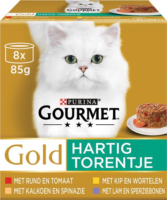 Gourmet Gold Hartig Torentje – Kattenvoer Natvoer – Vlees Met Groente Mix – 48 X 85 G