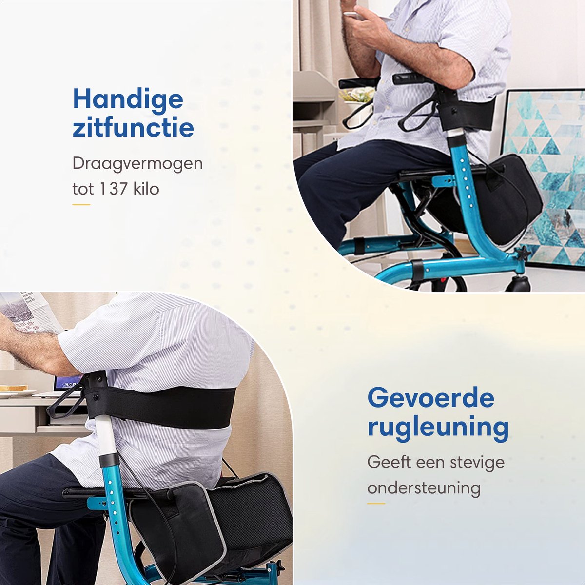 Safe Age® Rollator lichtgewicht en opvouwbaar zitfunctie voor