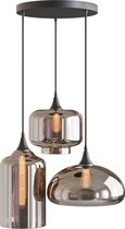 HeyHeaven® Smoke Glas Hanglamp 3 Lichts - Woonkamer/Eetkamer/Slaapkamer - Industriële Hanglampen Rookglas - Eettafel Lamp