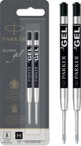 Parker gelpen vulling | medium penpunt (0,7 mm) | zwarte QUINK inkt | 2 stuks