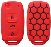 Étui de clé en Siliconen souple - Rouge avec Zwart - Étui de clé adapté pour Volkswagen Golf / Polo / Tiguan / Up / Passat / Seat Leon / Seat Mii / Skoda Citigo - Étui de clé - Motif - Accessoires de vêtements pour bébé de voiture