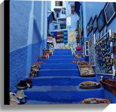 WallClassics - Canvas - Kunst op Straat - Marokko - 40x40 cm Foto op Canvas Schilderij (Wanddecoratie op Canvas)