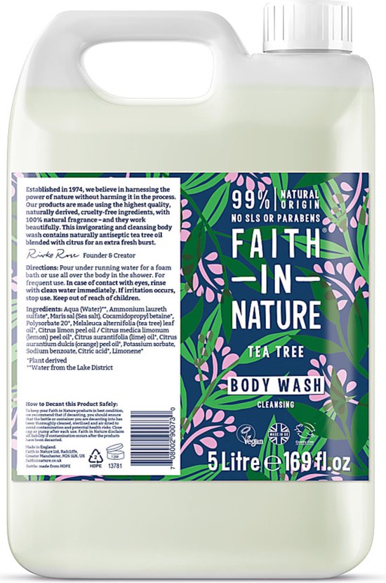 Faith in Nature Body Wash Tea Tree Refill 5 Liter
