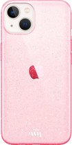 Sparkle Away Pink - Coque en Siliconen adaptée à iPhone 13 Mini- Coque antichoc à paillettes - Coque à Glitter rose