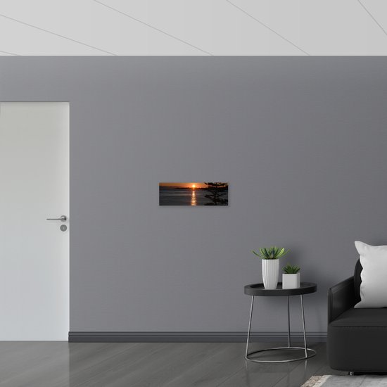 WallClassics - Drapeau - Coucher de soleil au bord de l' Water - 60x20 cm Photo sur Drapeau Polyester