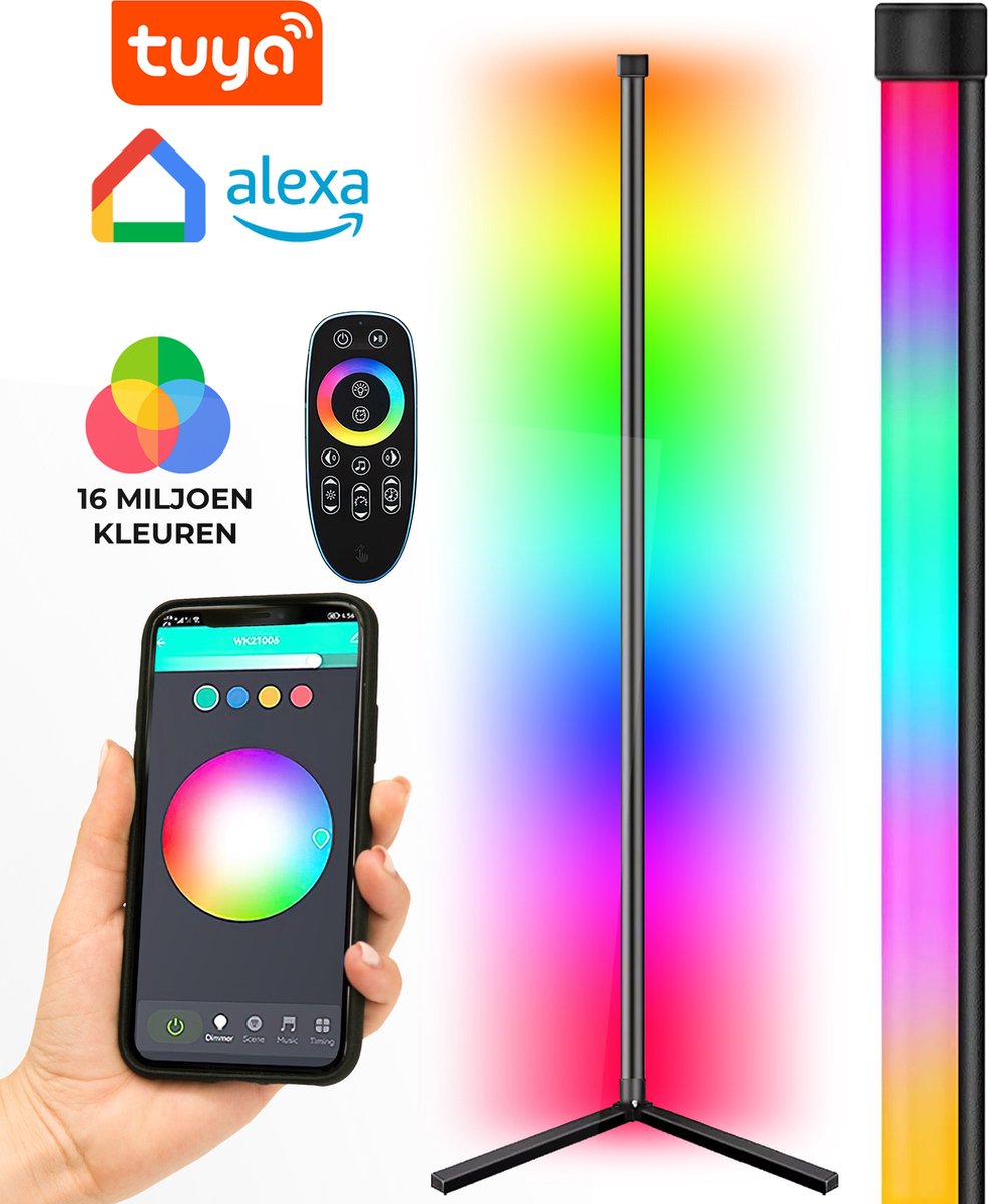 SwitchBot Matter RGBICWW Vloerlamp, Warm en Koel Wit, LED-hoeklamp, Werkt met Apple Home, Alexa