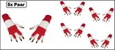 5x Paar handschoen vingerloos wit/rood Milano - Feest festival thema feest party optocht themafeest