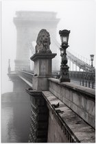 WallClassics - Poster (Mat) - Kettingbrug over het Water - Boedapest - 50x75 cm Foto op Posterpapier met een Matte look