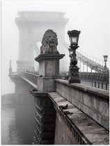 WallClassics - Poster (Mat) - Kettingbrug over het Water - Boedapest - 75x100 cm Foto op Posterpapier met een Matte look