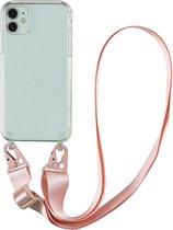 Shop4 - iPhone 14 Hoesje - Zachte Back Case TPU Siliconen met Koord en Karabijnhaken Roze