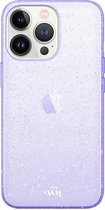 xoxo Wildhearts siliconen glitter hoesje - Sparkle Away Purple - Siliconen hoesje geschikt voor iPhone 13 Pro Max - Shockproof case met glitters - Glitter hoesje paars