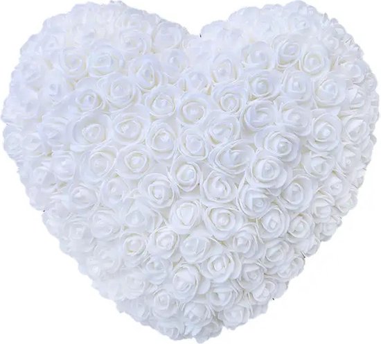 ZeyMem | Rozen hart Wit Incl. Gift Box | 25 cm | valentijnsdag cadeau | moederdag | Roos | cadeau | bloem | verjaardag | Jubilea | cadeau voor haar | valentijn | rozenhart