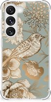 Case geschikt voor Samsung Galaxy S23 Vintage Bird Flowers