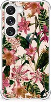Telefoon Hoesje Geschikt voor Samsung Galaxy S23 Leuk Hoesje met transparante rand Bloemen