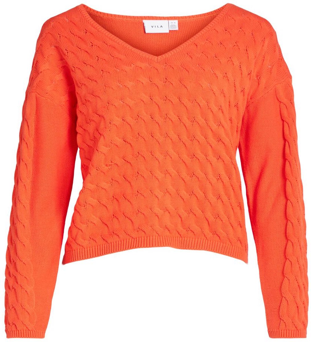 Vila - 14081276 - VICHAO V-NECK L/S CABLE KNIT TOP/SU