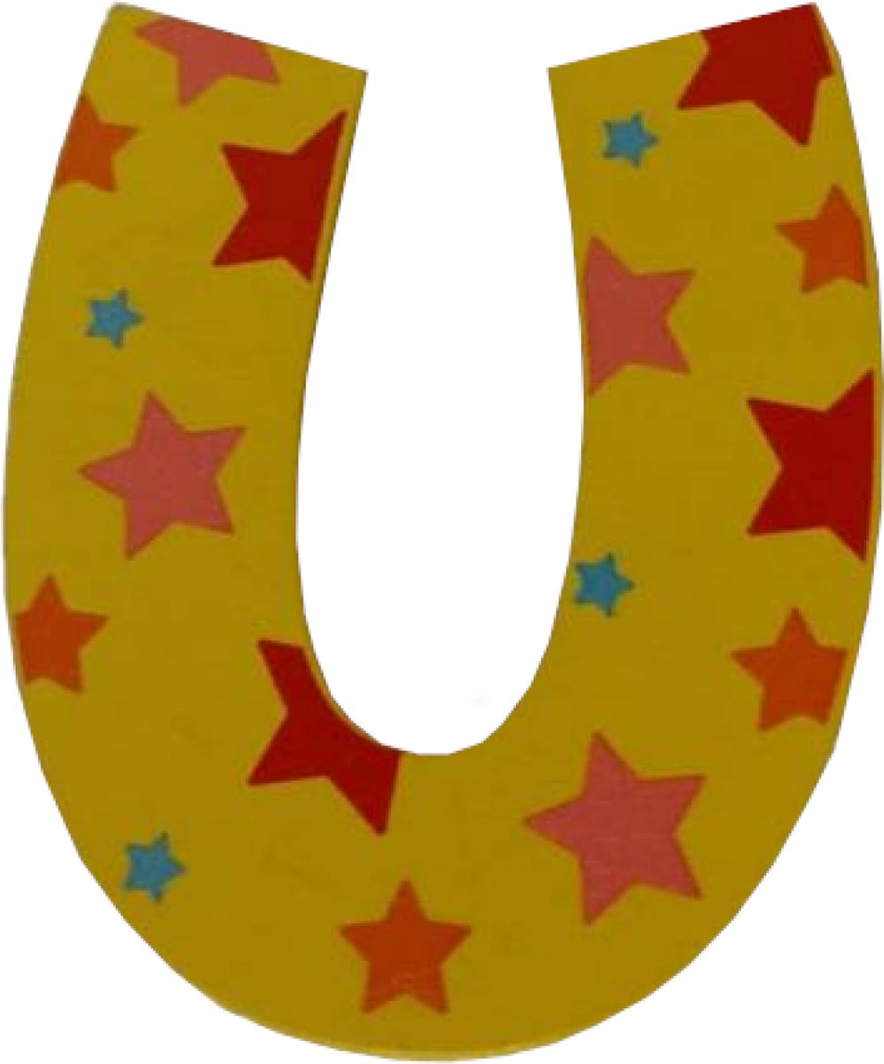 Decoratieletter - U - Hout - 7cm - Geel