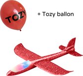 Tozy Glider avec éclairage Rouge XL - Avion en mousse jetable EXTRA LARGE - Avion Jouets - cerfs-volants acrobatiques - avion enfants - jouets d'extérieur - Avion en mousse durcie