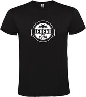 Zwart T-Shirt met “Legend sinds 1974 “ Afbeelding Wit Size L