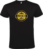 Zwart T-Shirt met “Legend sinds 1964 “ Afbeelding Goud Size L
