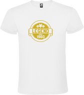 Wit T-Shirt met “Legend sinds 1960 “ Afbeelding Goud Size XXXL