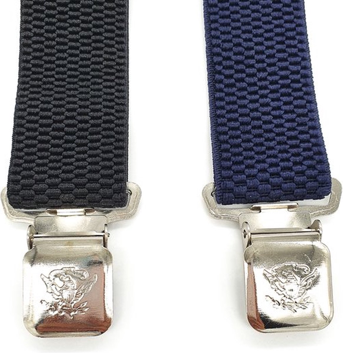 DiULi Bretels voor heren, 5 cm brede bretels voor heren met sterke 4 karabijnhaken, zware bretels, verstelbare elastische X-vorm herenbretels voor jeans, Carabiner Clips-Black
