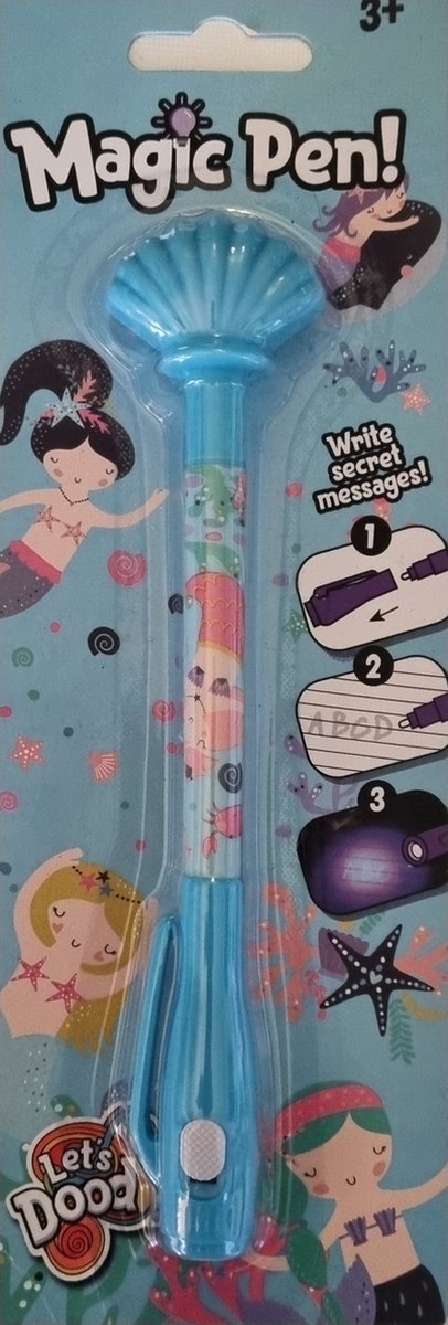 4IEDER1® - Magische Pen - Geheimtaal - Onzichtbare Inkt Pen + UV Lampje - Zee - Schelp - Blauw - Geheimtaal - Onzichtbare Woorden - Creatief