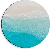 Dibond Muurcirkel - Bovenaanzicht van Helderblauwe Oceaan met Golven - 40x40 cm Foto op Aluminium Muurcirkel (met ophangsysteem)