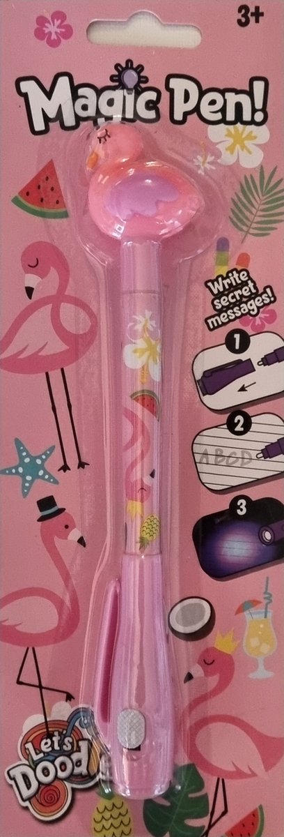 4IEDER1 - Magische Pen - Kleuren - Schrijven - Roze - Flamingo - Geheimtaal - Onzichtbare Woorden - UV - Kinderen - Creatief