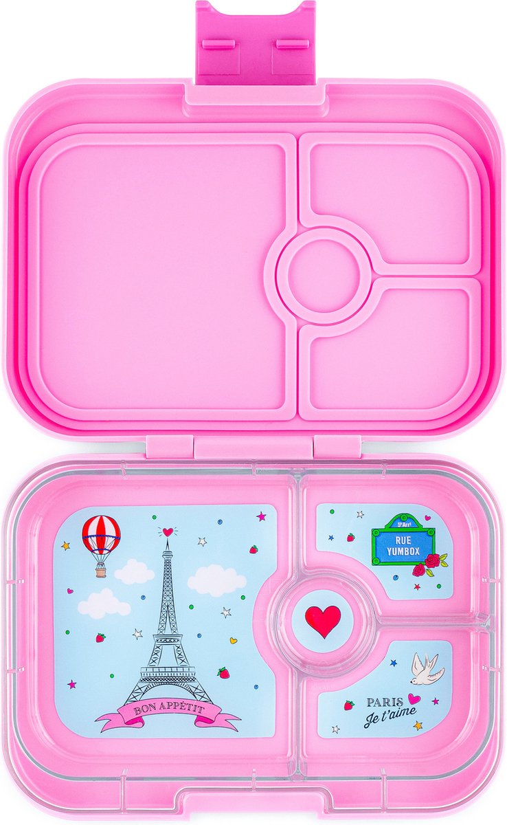 Yumbox Panino - lekvrije Bento box broodtrommel - 4 vakken - Fifi Pink / Paris je t'aime tray