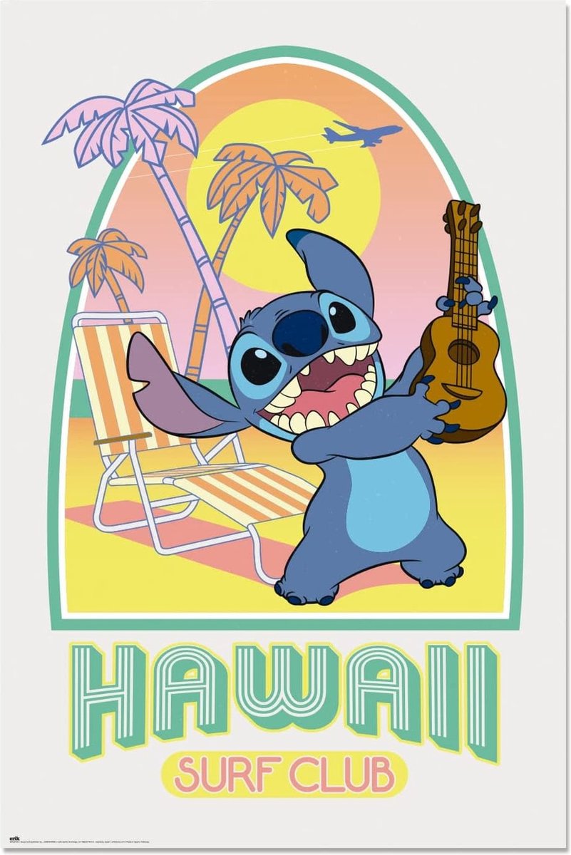 Disney Stitch Hawaii Club Surf - Maxi Poster - 61 x 96.5 cm Multi color
