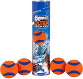 Chuckit! Ultra Ball Feestdagen set – Honden speelgoed – Apporteren – Drijft op water – Stuitert – Veilig voor gebit – Honden bal – Ideaal met de Chuckit!  ballenwerper – Oranje/Blauw – Apporteerspeelgoed – 4-Pack
