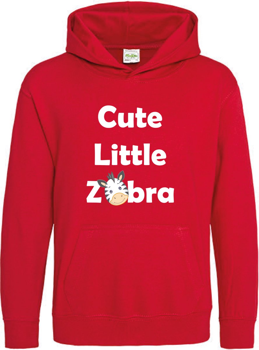 Pixeline Hoodie Cute Little Zebra rood 1-2 jaar - Zebra - Pixeline - Trui - Stoer - Dier - Kinderkleding - Hoodie - Dierenprint - Animal - Kleding