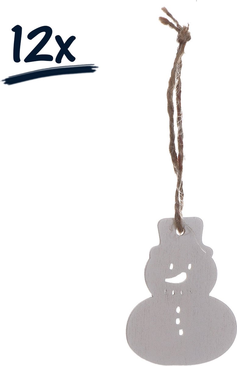 12x Hanger Sneeuwman – Kerstmis Decoratie, Tafeldecoratie en DIY Hobby Knutsel