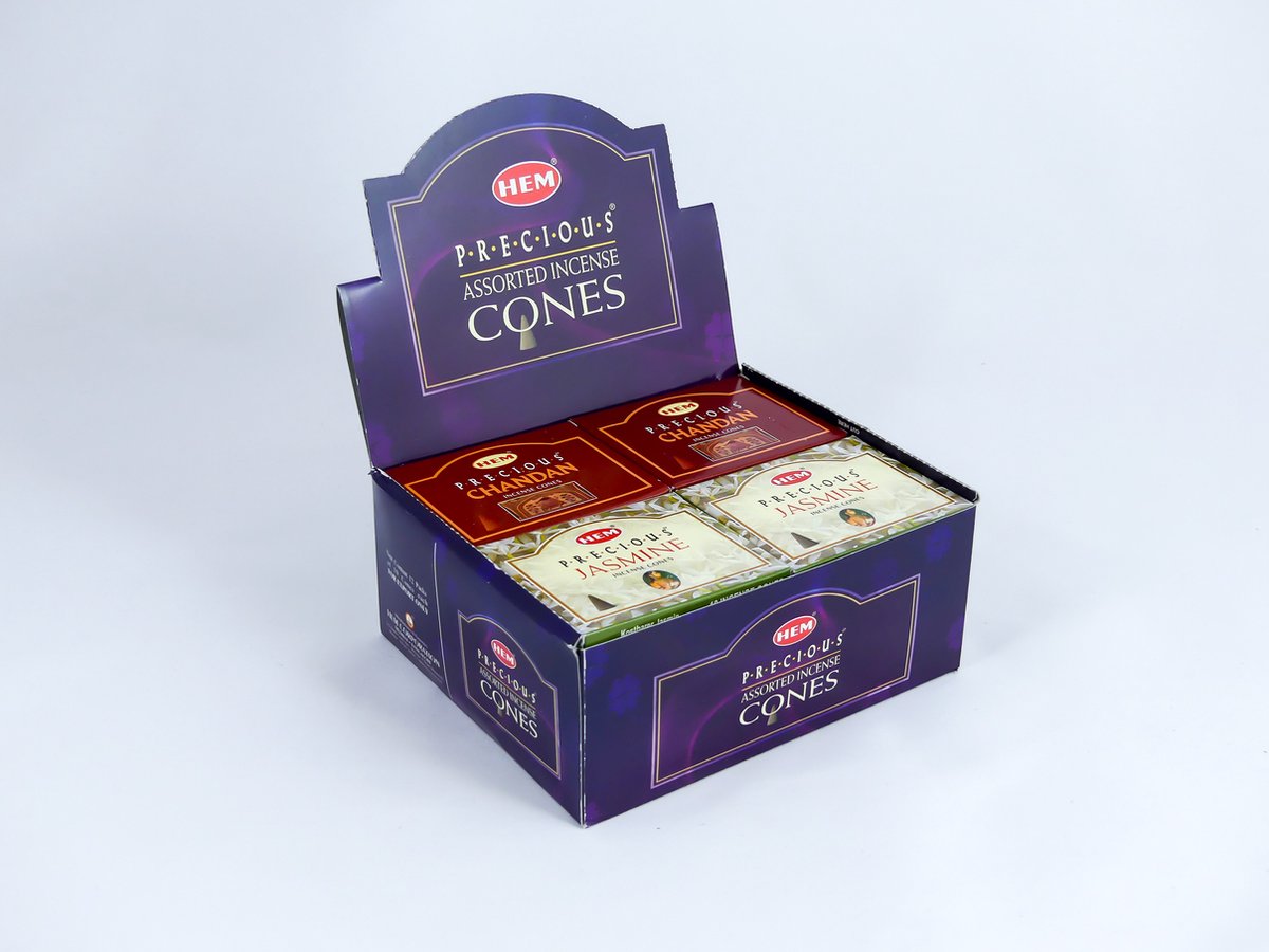HEM Wierook Kegels / Cones - Assorted (Precious) - Voordeelbox (12 Pakjes / 120 Kegels)