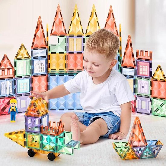 Playmags Starter Kit - 30 Piece Squares Set: Nu met sterkere magneten, stevige, Super Duurzaam Magnetic Tegels met Vivid Clear kleuren STEM Toys for Kids