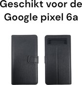pixel 6A bookcase hoesje kunstleer zwart met pashouder google pixel 6A artificial leather bookcase cover + card holder