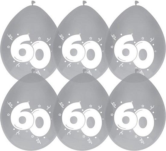 Haza Jubileum/leeftijd ballonnen 60 jaar - 60x stuks - Feestartikelen