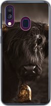 Geschikt voor Samsung Galaxy A40 hoesje - Schotse hooglander - Vacht - Zwart - Siliconen Telefoonhoesje