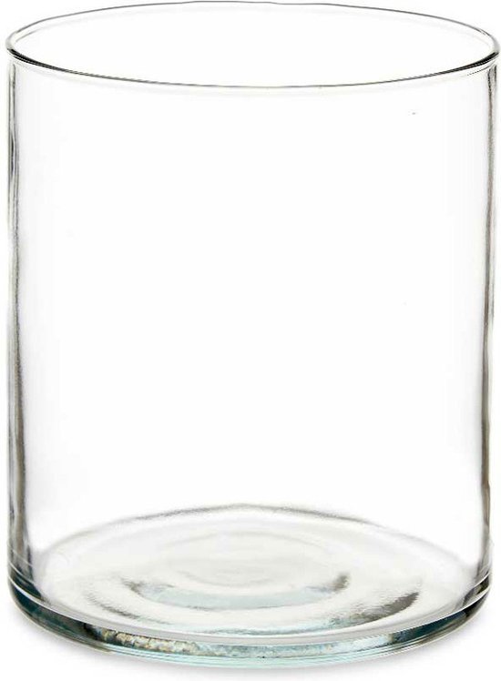 Giftdecor Bloemenvaas - cilinder vorm - transparant glas - 17 x 20 cm - vaas