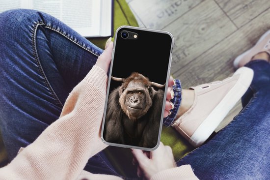 Coque iPhone 7 - Singe - Scottish Highlander - Zwart - Siliconen